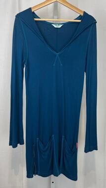 HARD TAIL Forever Pullover Hoodie Tunic Top Cover Up Long Sleeve Blue Hardtail S